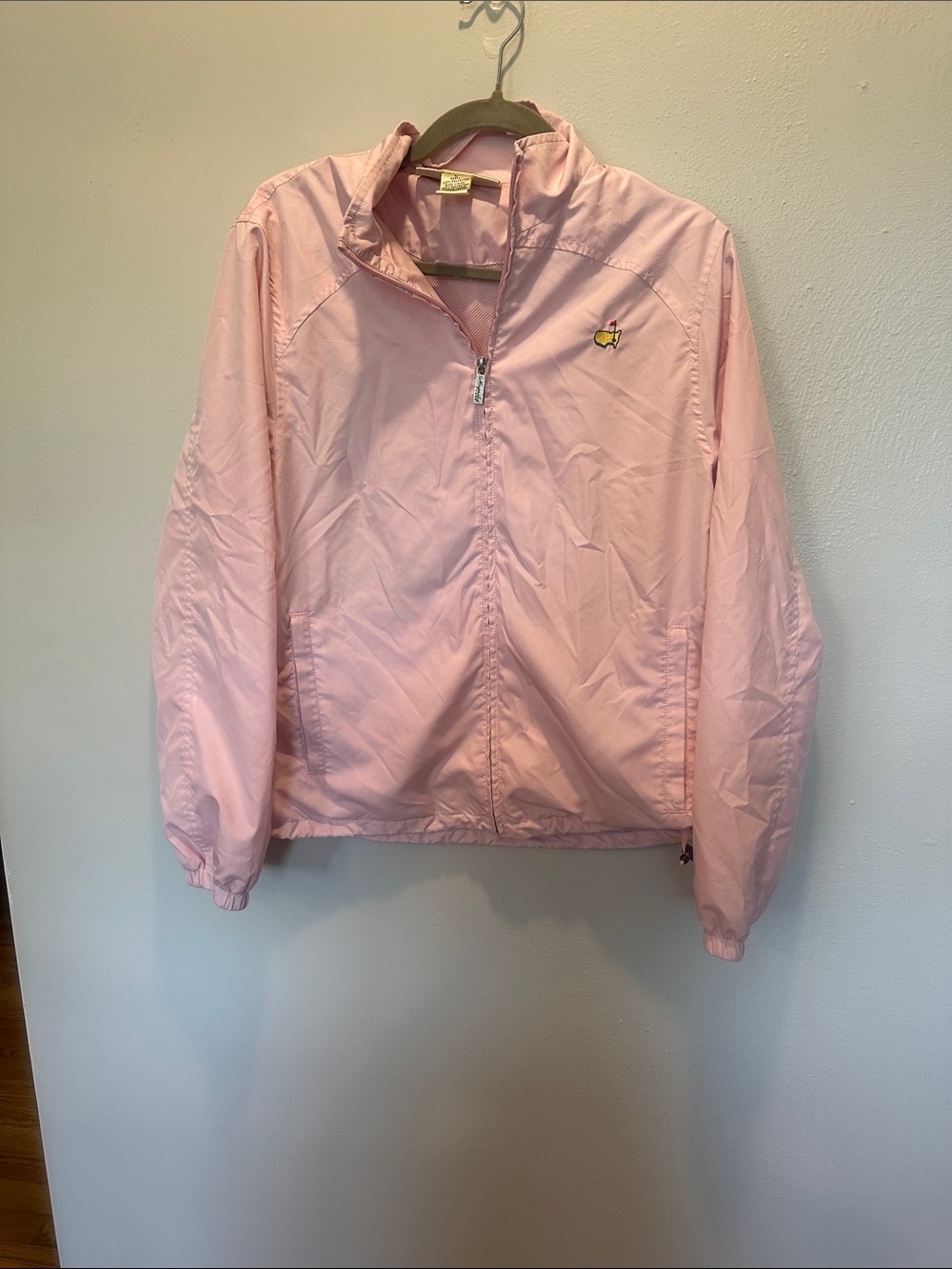 Magnolia Lane Light Pink Windbreaker Jacket with Yellow Logo Accent